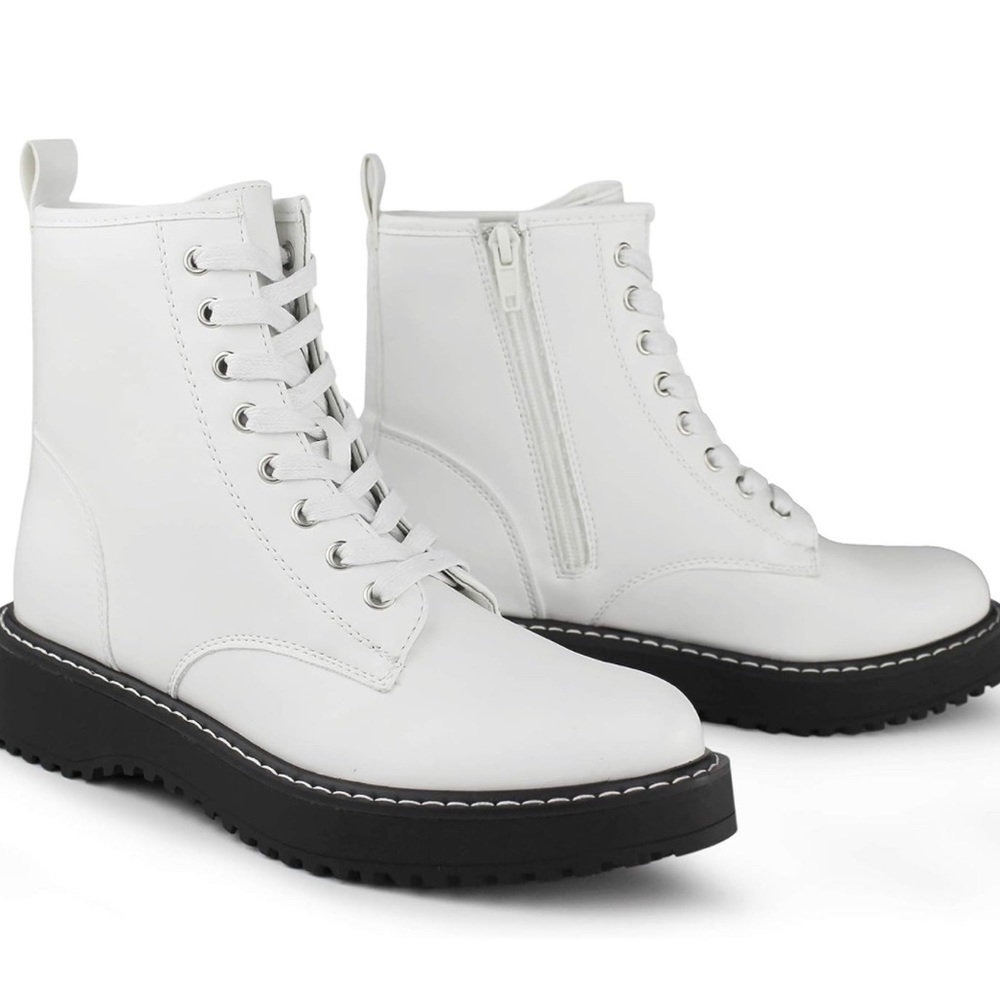 Hawkwell Women's Combat Boots Side Zipper Lace up Ankle Booties size 8